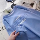 Long-sleeve Lettering Print Sweatshirt Blue - One Size