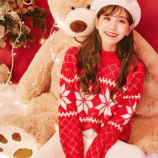Mock-neck Snowflake Sweater