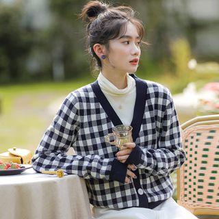 Gingham Cardigan Plaid - Black & White - One Size