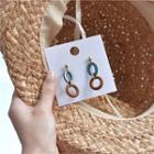 Sterling Silver Two-tone Hoop Drop Earring 1 Pair - Blue & Gold - One Size