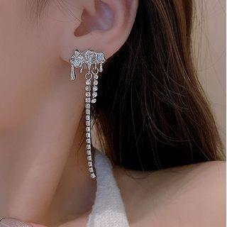 Melting Rhinestone Fringed Alloy Earring 1 Pair - Silver - One Size