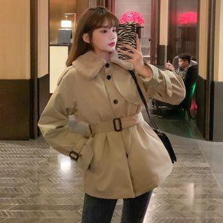 Collared Plain Lace-up Trench Coat