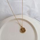 Elephant Disc Pendant Necklace Gold - One Size