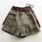 Buttoned Plaid Shorts