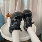 Grommet Platform Lace Up Shoes