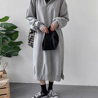 Collared Long Sweatshirt Dress
