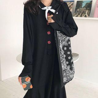 Long-sleeve Loose-fit Dress Black - One Size