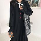 Long-sleeve Loose-fit Dress Black - One Size