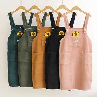 Embroidery Corduroy Suspender Dress