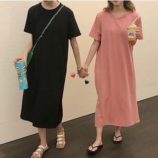 Shirt-sleeve Plain Dress