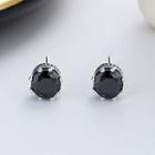 Rhinestone Sterling Silver Earring 1 Pair - 062fr - Silver & Black - One Size