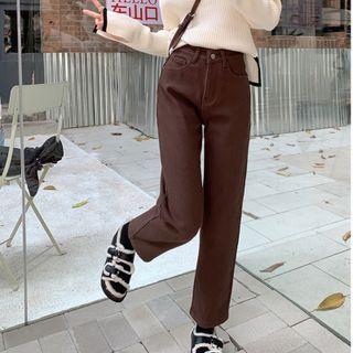 Fleece-line Straight Leg Jeans