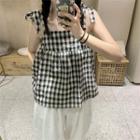 Gingham Flowy Camisole Top Black & White - One Size