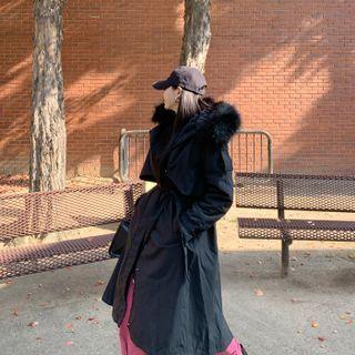Hooded Faux-fur Lined Safari Coat