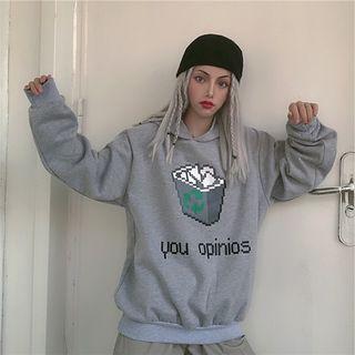 Trash Can Print Hooded Sweatshirt