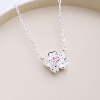 Sterling Silver Cz Flower Necklace