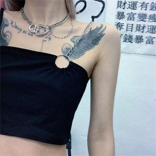 Chain Strap Cropped Camisole Top Black - One Size