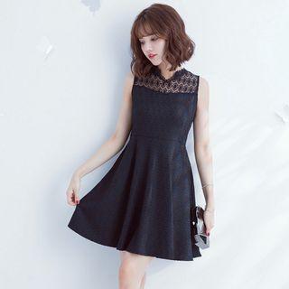 Lace Yoke Sleeveless A-line Dress