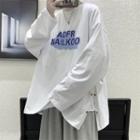 Long Sleeve Lettering Button-up T-shirt