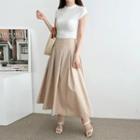 Pintuck Flared Long Skirt