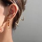 Chain Drop Earring 1 Pair - Brown & Gold - One Size