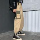 Contrast Side-pocket Gather-cuff Cargo Pants