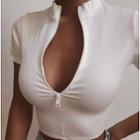 Zip Neck Short-sleeve T-shirt