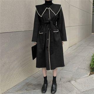 Collared Single-breasted Midi Coat Black - One Size
