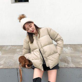 Rib-trim Padded Zip Jacket