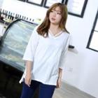 3/4-sleeve Strap Detail T-shirt
