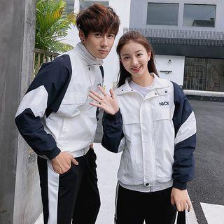 Couple Matching Color Block Zip Jacket/ Jogger Pants