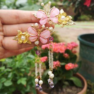 Retro Faux Pearl Butterfly Hair Clip