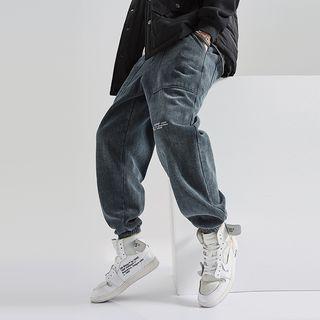 High-waist Letter Printed Jeans
