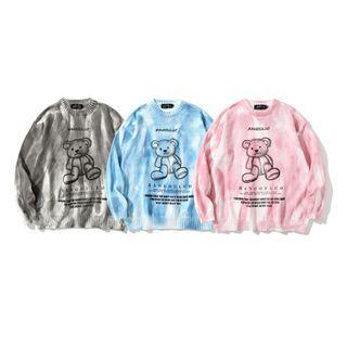 Tie Dye Bear Print Sweater