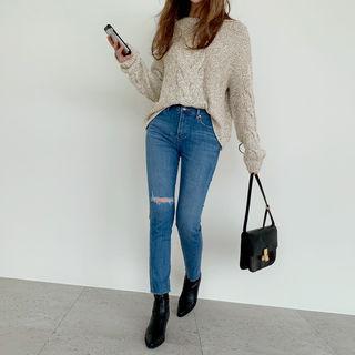 M Lange Cable Sweater Cream - One Size