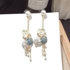 Faux Pearl Flower Drop Earring 1 Pair - Silver Pin - Gold - One Size