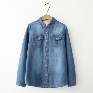 Long-sleeve Fleece-lined Denim Shirt