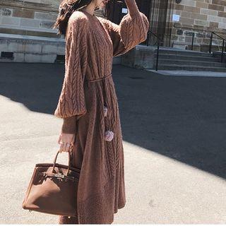 Knit Balloon-sleeve Dress