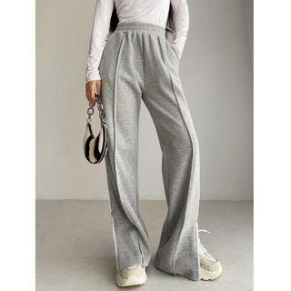 Zipper-side Straight-cut Sweatpants