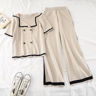 Set: Knit Top + Wide-leg Pants