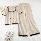 Set: Knit Top + Wide-leg Pants
