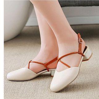 Round Toe Slingback Low-heel Sandals