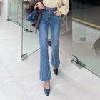Button-detail Boot-cuts Jeans