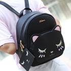 Mini Embroidered Faux-leather Backpack With Coin Purse