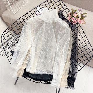 Long-sleeve Sheer Ruffled Top