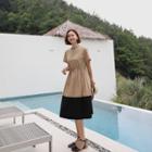 Drawcord Two-tone Pleat Dress