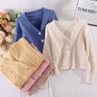 Faux Pearl Cable Knit V-neck Cardigan