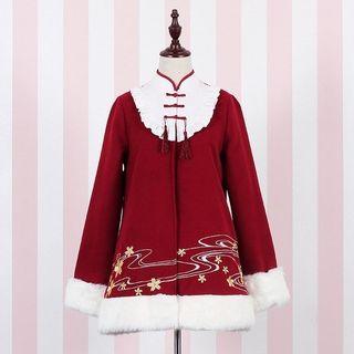 Panel Frog Buttoned Fleece-lined Coatdress