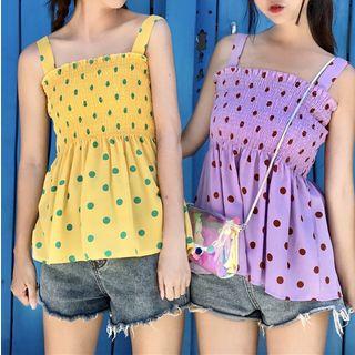 Dot Print Smocked Top
