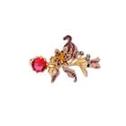 Fashion And Elegant Plated Gold Enamel Brown Flower Red Cubic Zirconia Brooch Golden - One Size